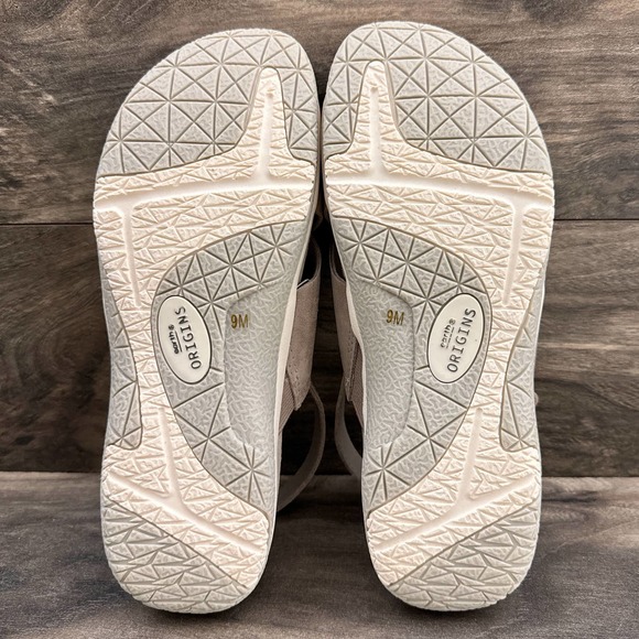 NIB Earth Suzie 9M Leather Woven lightweight Slingback Sandals Taupe - Picture 8 of 12